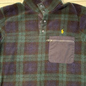 Polo Ralph Lauren - Blackwatch Tartan Fleece Quarter Snap, Men's Size Medium